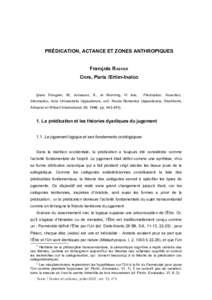 PRÉDICATION, ACTANCE ET ZONES ANTHROPIQUES François RASTIER Cnrs, Paris /Ertim-Inalco [dans Forsgren, M., Jonasson, K., et Kronning, H. éds,