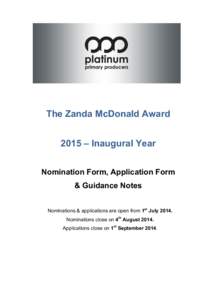   	
   	
   The Zanda McDonald Award 2015 – Inaugural Year