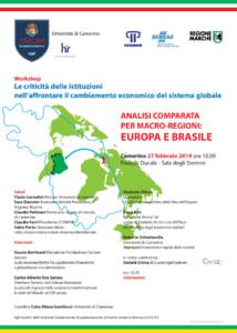 Università di Camerino  Workshop Le criticità delle istituzioni nell’affrontare il cambiamento economico del sistema globale