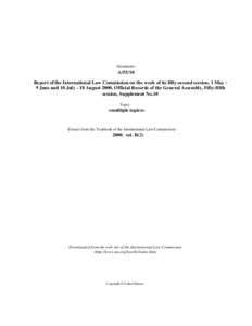 Report of the International Law Commission on the work of its fifty-second session, 1 May - 9 June and 10 July - 18 August 2000, Official Records of the General Assembly, Fifty-fifth session, Supplement No.10