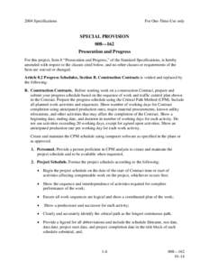 2004 Specifications  For One-Time-Use only SPECIAL PROVISION[removed]