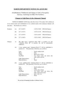 MARINE DEPARTMENT NOTICE NO. 143 OF 2014