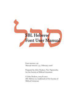 ‫סבל‬ SBL Hebrew Font User Manual