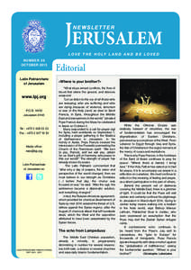 JERUSALEM newsletter l o v e t h e H o ly l a n d a n d b e l o v e d  Number 26