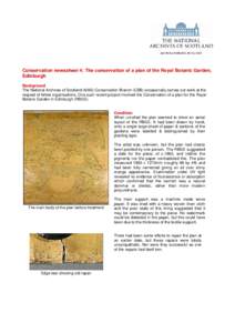 News sheet 4: The conservation of a plan of the Royal Botanic Garden, Edinburgh