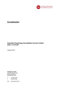 Constitution  Australian Psychology Accreditation Council Limited ACN[removed]August 2014)