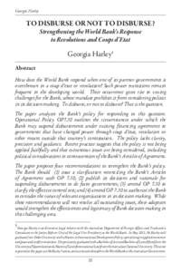 Georgia Harley  To Disburse or Not to Disburse? Strengthening the World Bank’s Response to Revolutions and Coups d’Etat