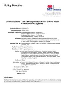 Communications - Use & Management of Misuse of NSW Health Communications Systems