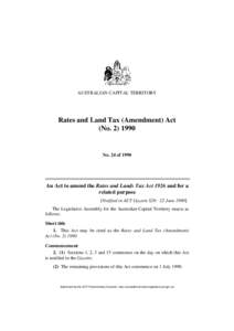 AUSTRALIAN CAPITAL TERRITORY  Rates and Land Tax (Amendment) Act (No[removed]No. 24 of 1990