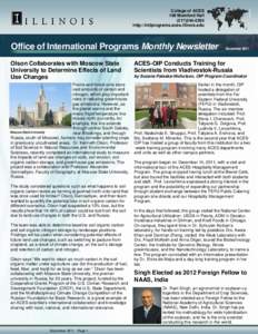 College of ACES 109 Mumford Hall[removed]http://intlprograms.aces.illinois.edu  Office of International Programs Monthly Newsletter