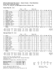 Official Basketball Box Score -- Game Totals -- Final Statistics Green Bay vs Georgia State[removed]:00 p.m. at GSU Sports Arena/Atlanta, Ga. Green Bay 48 • 5-2 ##