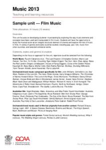 Music[removed]Teaching and learning resources: Sample unit - Film Music