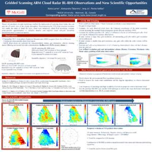 Gridded Scanning ARM Cloud Radar BL-RHI Observations and New Scientific Opportunities Katia Lamer1, Aleksandra Tatarevic1, Ieng Jo1, Pavlos Kollias1 McGill University – Montreal, QC, Canada Corresponding author: Katia 