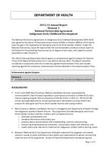 [removed]Annual Report Element 3 National Partnership Agreement Indigenous Early Childhood Development