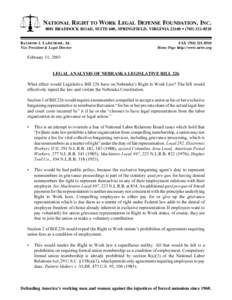 NATIONAL RIGHT TO WORK LEGAL DEFENSE FOUNDATION, INC[removed]BRADDOCK ROAD, SUITE 600, SPRINGFIELD, VIRGINIA 22160 • ([removed]RAYMOND J. LAJEUNESSE, JR. Vice President & Legal Director