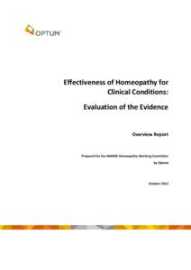 Homeopathy Overview Report