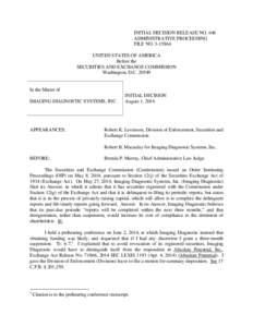 INITIAL DECISION RELEASE NO. 646 ADMINISTRATIVE PROCEEDING FILE NO[removed]UNITED STATES OF AMERICA Before the SECURITIES AND EXCHANGE COMMISSION