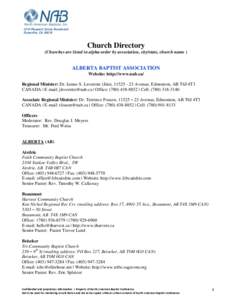 1219 Pleasant Grove Boulevard Roseville, CA[removed]Church Directory (Churches are listed in alpha-order by association, city/state, church name )