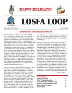 Happy Holidays!  LOSFA LOOP December 2009 Edition  Volume 2-12