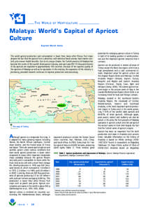 THE WORLD OF HORTICULTURE  Malatya: World’s Capital of Apricot