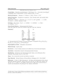 Clinomimetite  Pb5 (AsO4 )3 Cl