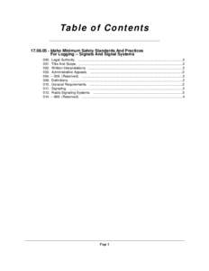 Ta b le o f C o n t e n t s[removed]Idaho Minimum Safety Standards And Practices For Logging -- Signals And Signal Systems 000. Legal Authority. ........................................................................