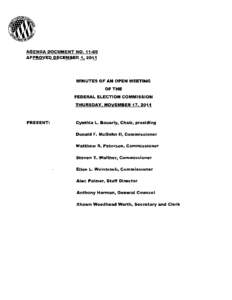 AGENDA DOCUMENT NO. 11·69 APPROVED DECEMBER 1, 2011 MINUTES OF AN OPEN MEETING  OF THE