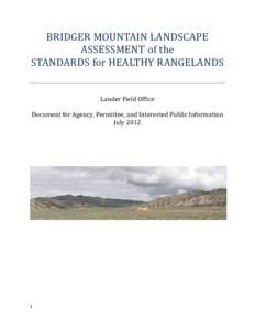 BRIDGER MOUNTAIN LANDSCAPE ASSESSMENT of the STANDARDS for HEALTHY RANGELANDS Lander Field Office  Document for Agency, Permittee, and Interested Public Information