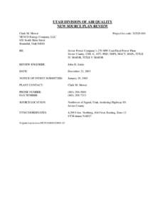 UTAH DIVISION OF AIR QUALITY NEW SOURCE PLAN REVIEW Clark M. Mower NEVCO Energy Company, LLC 620 South Main Street Bountiful, Utah 84010