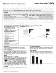 FUND FACTS  Counsel Fixed Income Series F November 1, 2013