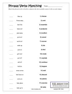 Microsoft Word - Phrasal Verbs Matching