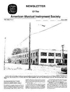 NEWSLETTER Of The American Musical Instrument Society Vol. XXII, No.2