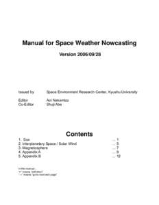 Manual for Space Weather Nowcasting Version[removed]Issued by  Space Environment Research Center, Kyushu University