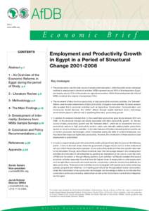 Economic Brief - Employment and Productivity Growth in Egypt in a Period of Structural Change[removed]