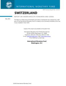 Switzerland: Report on Observance of Standards and Codes; IMF Country Report[removed]; April 2014