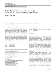 J Inherit Metab Dis DOI[removed]s10545[removed]ORIGINAL ARTICLE  Regionally selective decreases in cerebral glucose