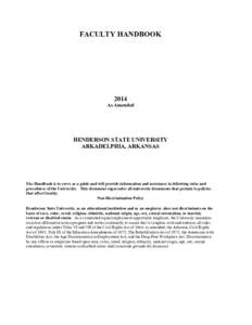 FACULTY HANDBOOKAs Amended  HENDERSON STATE UNIVERSITY