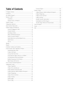 Table of Contents  University Programs ..................................................................... 261 Graduate Catalog ................................................................................. 264  I. 