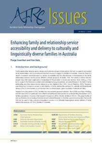 Australian Family Relationships Clearinghouse  Issues NUMBER[removed]Enhancing family and relationship service