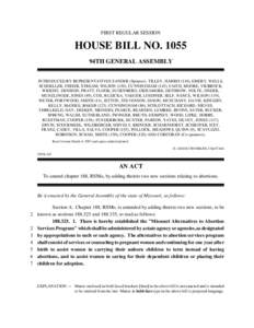 FIRST REGULAR SESSION  HOUSE BILL NO[removed]94TH GENERAL ASSEMBLY INTRODUCED BY REPRESENTATIVES SANDER (Sponsor), TILLEY, HARRIS (110), EMERY, WELLS, SCHOELLER, FISHER, STREAM, WILSON (130), CUNNINGHAM (145), FAITH, MOORE