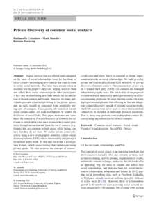 Int. J. Inf. Secur:49–65 DOIs10207SPECIAL ISSUE PAPER  Private discovery of common social contacts