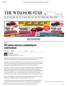 [removed]OSC pitches Internet crowdfunding for small business | Windsor Star What are you looking for this evening?
