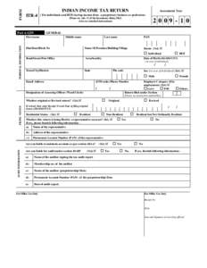 FORM  INDIAN INCOME TAX RETURN ITR-4  Part A-GEN