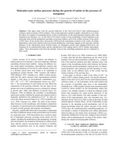 Molecular-scale surface processes during the growth of calcite in the presence of manganese 1. M. ASTILLERos,1.* C. M. PINA,1.2 L. FERNANDEZ-DIAZ2 and A. PUTNIS1 Ilnstitut fur Mineralogie, Universitat Miinster, Corrensst