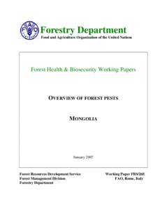 Forestry Department  Food and Agriculture Organization of the United Nations Forest Health & Biosecurity Working Papers