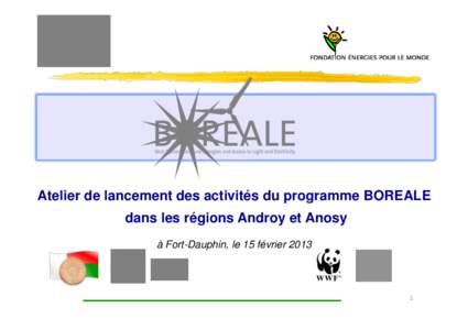 Atelier de lancement des activités du programme BOREALE -  dans les régions Androy et Anosy à Fort-Dauphin, le 15 février 2013