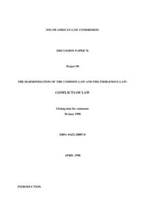Discussion paper on the Harmonisation of the Common Law and th