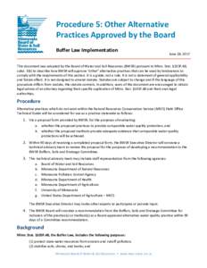 Procedure 5: Other Alternative Practices Approved by the Board Buffer Law Implementation June 28, 2017