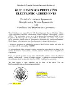 Guidelines for Preparing Electronic Agreements (Revision[removed]GUIDELINES FOR PREPARING ELECTRONIC AGREEMENTS Technical Assistance Agreements Manufacturing License Agreements