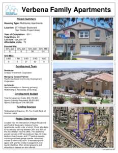 Verbena Family Apartments Project Summary Housing Type: Multifamily Apartments Location: 3774 Beyer Boulevard (San Ysidro Project Area) Year of Completion: 2011